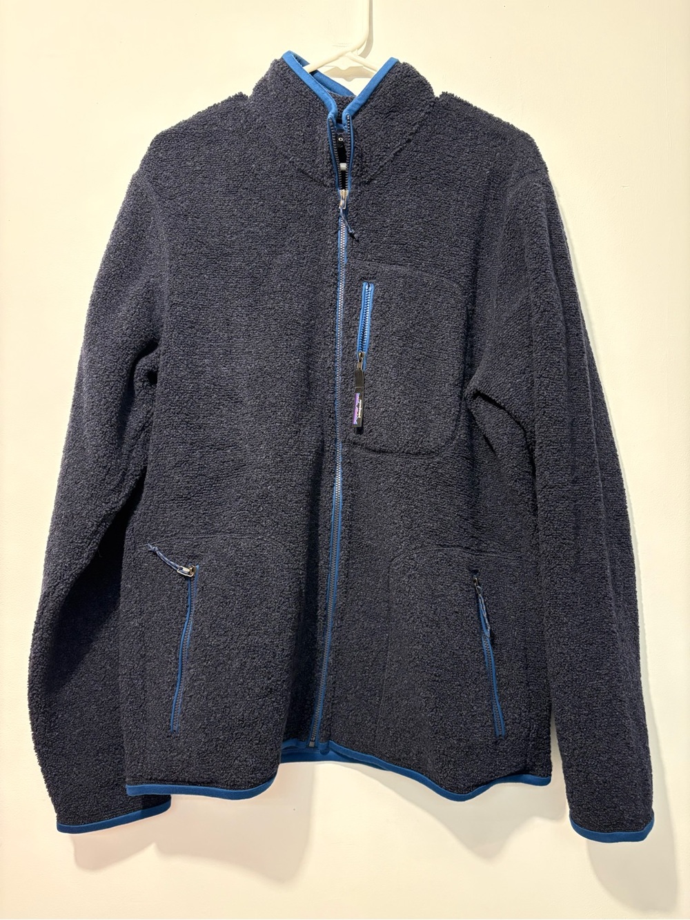 Patagonia Navy Blue Fleece Jacket with Blue Trim